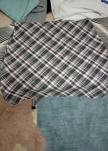 Gri Ekoseli Pileli Midi Kadın Etek - Görsel 2