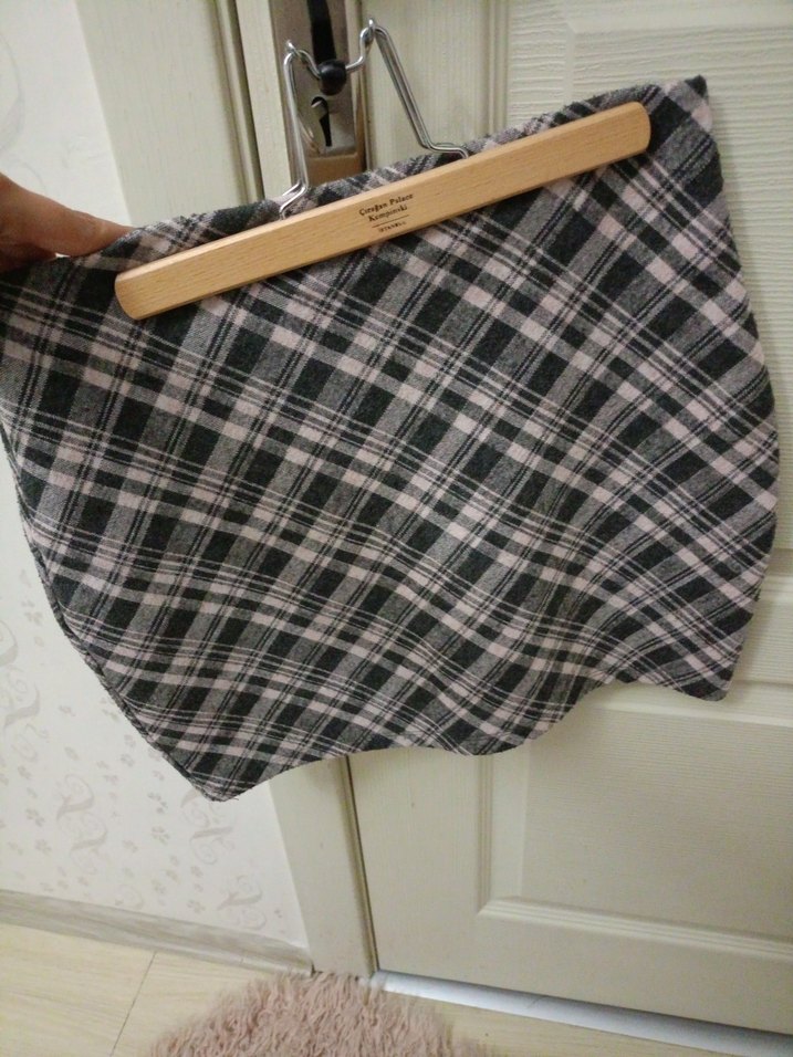 Gri Ekoseli Pileli Midi Kadın Etek - Görsel 4