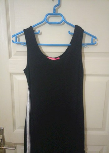 Siyah V Yaka Midi Mini Elbise - Görsel 6