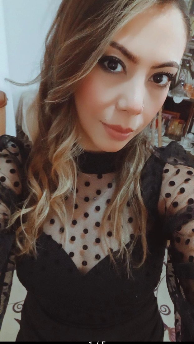 Uzun Siyah Puantiyeli V Yaka Elbise - Görsel 5