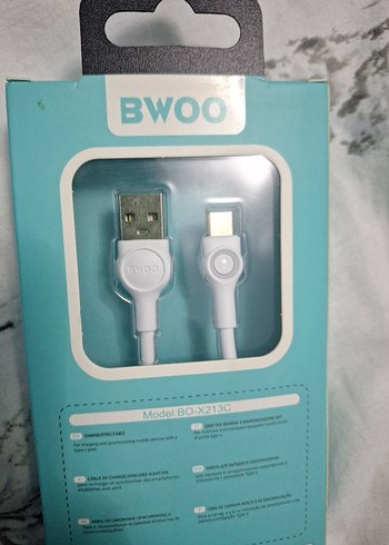 Beyaz BWOO 2.4A Telefon Şarj Kablosu - Görsel 3