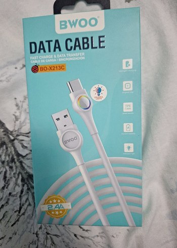 Beyaz BWOO 2.4A Telefon Şarj Kablosu - Görsel 2