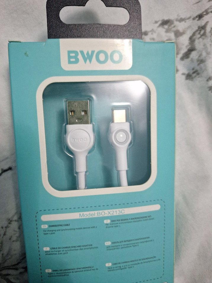 Beyaz BWOO 2.4A Telefon Şarj Kablosu - Görsel 3