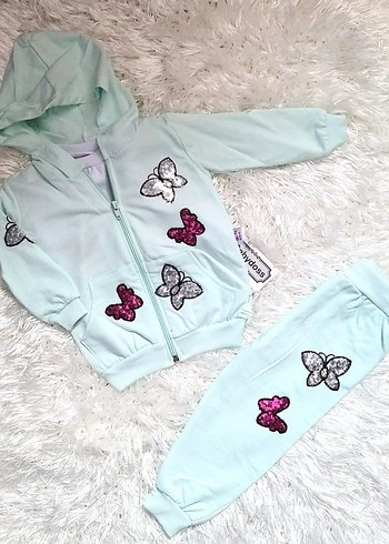 Nakışlı Payetli Kız Bebek 3lü Takım - Görsel 2