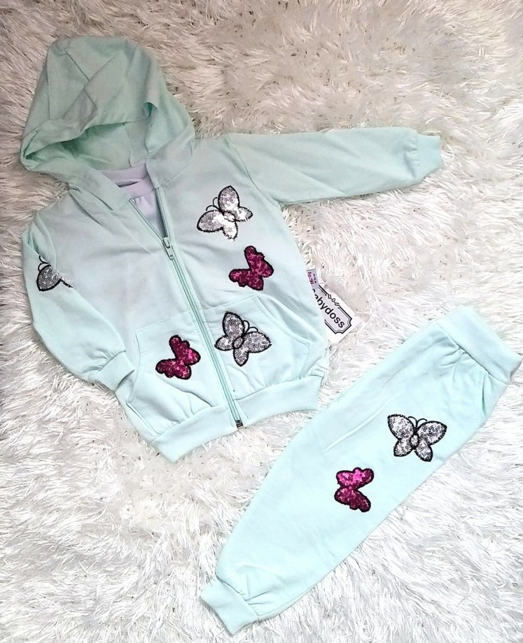 Nakışlı Payetli Kız Bebek 3lü Takım - Görsel 2