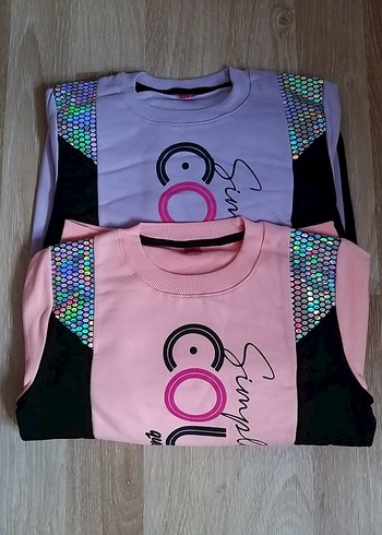 Kız Çocuk Somon Payetli Sweatshirtlü Taytlı Takım - Görsel 3