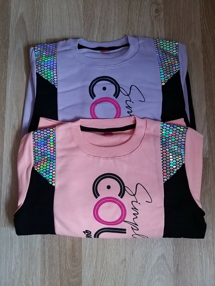 Kız Çocuk Somon Payetli Sweatshirtlü Taytlı Takım - Görsel 3