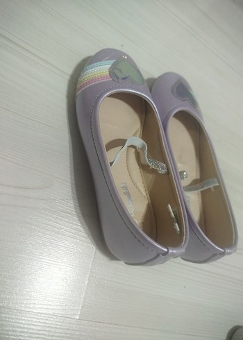 Kız Çocuk Mor Simli Babet Ayakkabı - Görsel 2