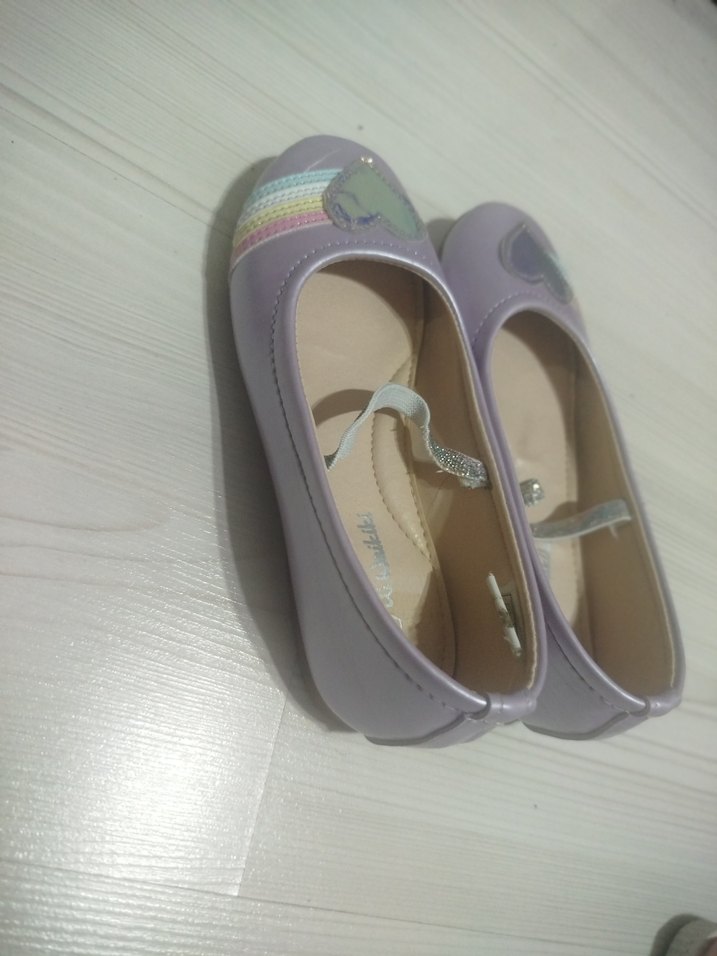 Kız Çocuk Mor Simli Babet Ayakkabı - Görsel 2