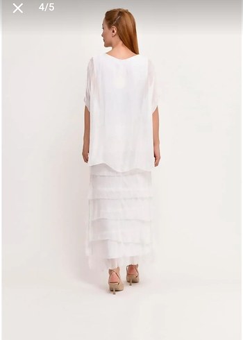 Bohem Tarz Uzun Beyaz ipek elbise - Görsel 8