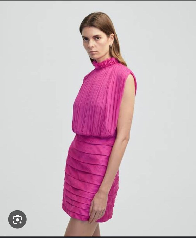 Pembe Pilili Mini Elbise - Görsel 2