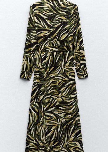 yeşil Desenli Uzun Kadın Elbise - Görsel 7