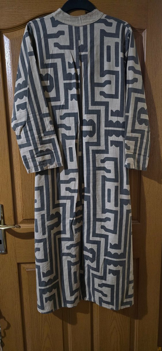 İTALYAN KETEN Desenli Uzun Kadın Elbise - Görsel 3