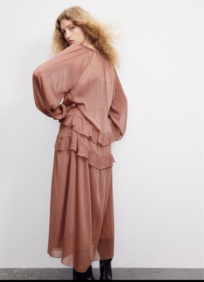 şifon elbise - Görsel 5