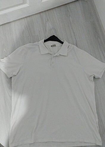 Beyaz Oversize Polo Yaka Tshirt 4XL