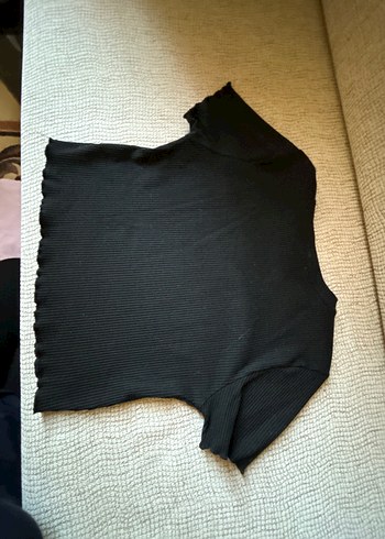 Kadın Siyah Kısa Kollu Crop Top
