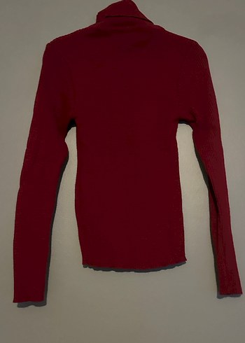 Bordo Kadın Boğazlı İnce Triko Kazak - Görsel 2