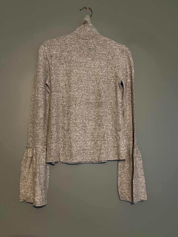 Gri Boğazlı Örgü Kadın Kazak - Görsel 3