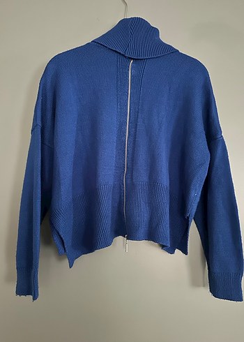 Kadın Mavi Boğazlı Triko Kazak - Görsel 2