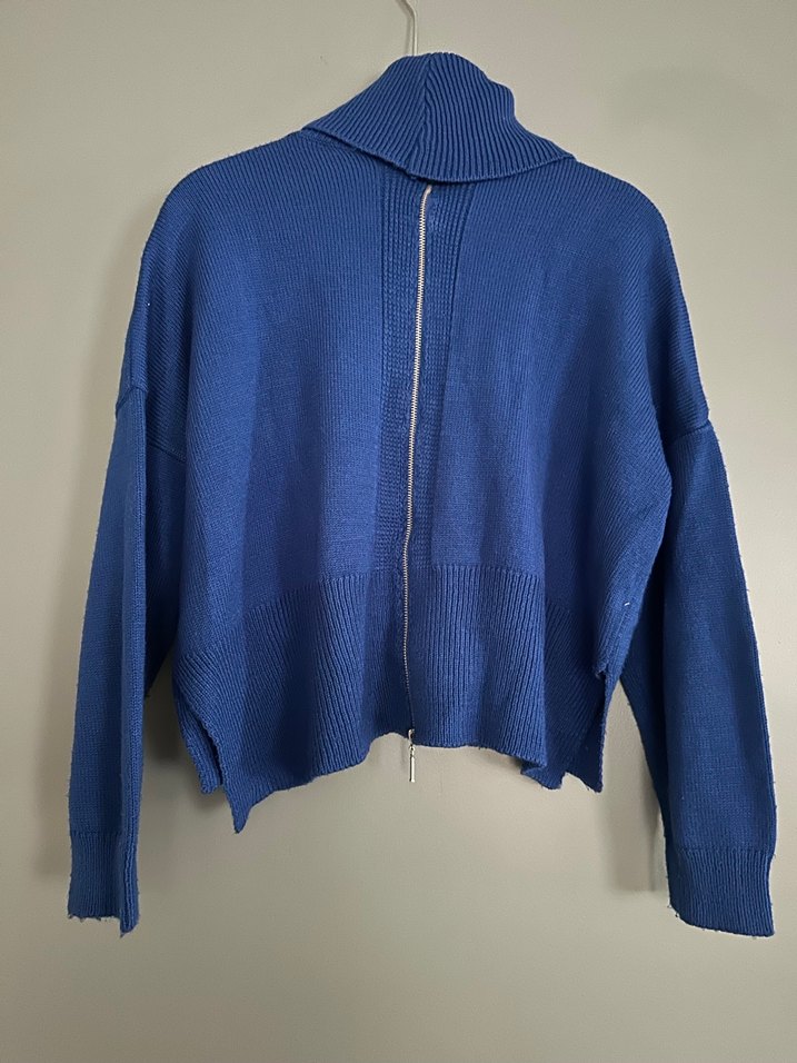 Kadın Mavi Boğazlı Triko Kazak - Görsel 2