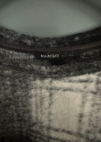 Mango Gri Kareli Örgü Yün Kazak - Görsel 2