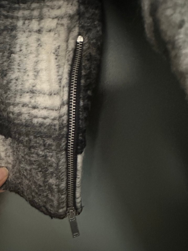 Mango Gri Kareli Örgü Yün Kazak - Görsel 3