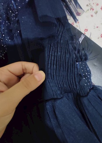 11-12 Yaş Beden lacivert Renk Siyah Straplez Uzun Gotik Abiye Elbise