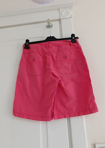 Kadın Pembe Keten Mini Bermuda Şort - Görsel 2