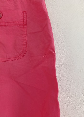 Kadın Pembe Keten Mini Bermuda Şort - Görsel 3