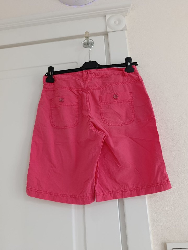 Kadın Pembe Keten Mini Bermuda Şort - Görsel 2