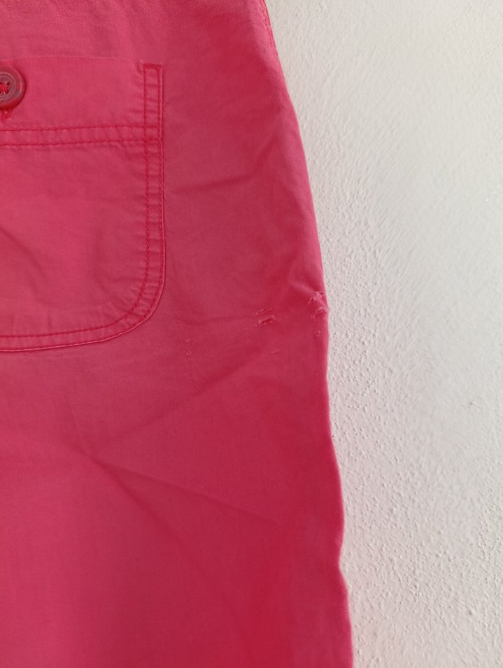 Kadın Pembe Keten Mini Bermuda Şort - Görsel 3