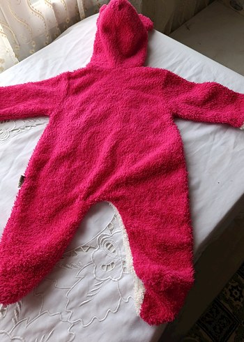 Kapüşonlu Örgü Pembe Bebek Tulumu - Görsel 2