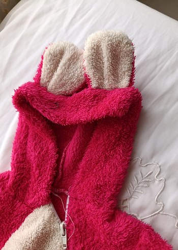 Kapüşonlu Örgü Pembe Bebek Tulumu - Görsel 3