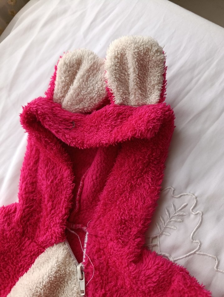 Kapüşonlu Örgü Pembe Bebek Tulumu - Görsel 3