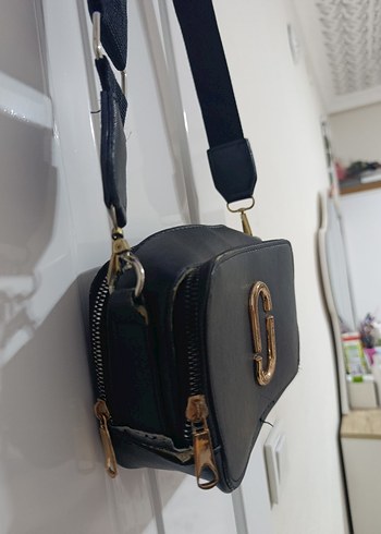 Siyah Süet Yılan Desenli Kadın Çapraz Çanta - Görsel 2