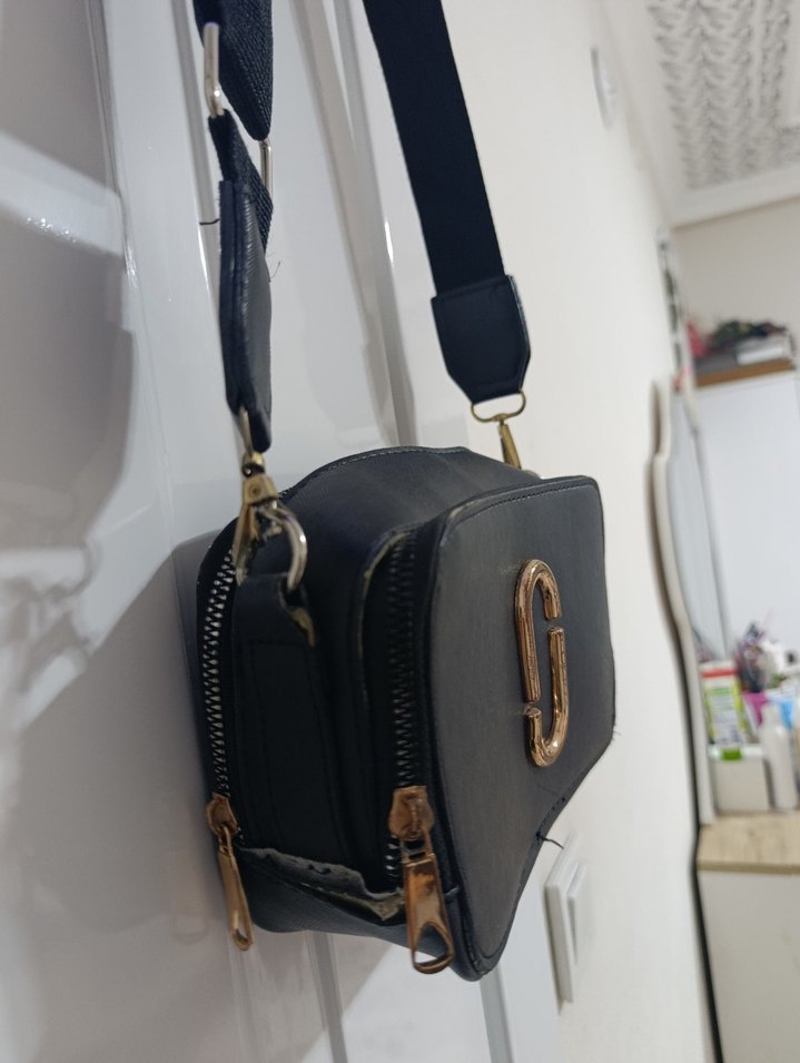 Siyah Süet Yılan Desenli Kadın Çapraz Çanta - Görsel 2