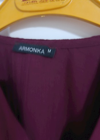 Bordo V Yaka Düğmeli Keten Gömlek - Görsel 3