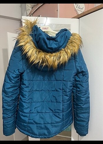 Kadın Mavi Kürklü Midi Kışlık Mont - Görsel 6