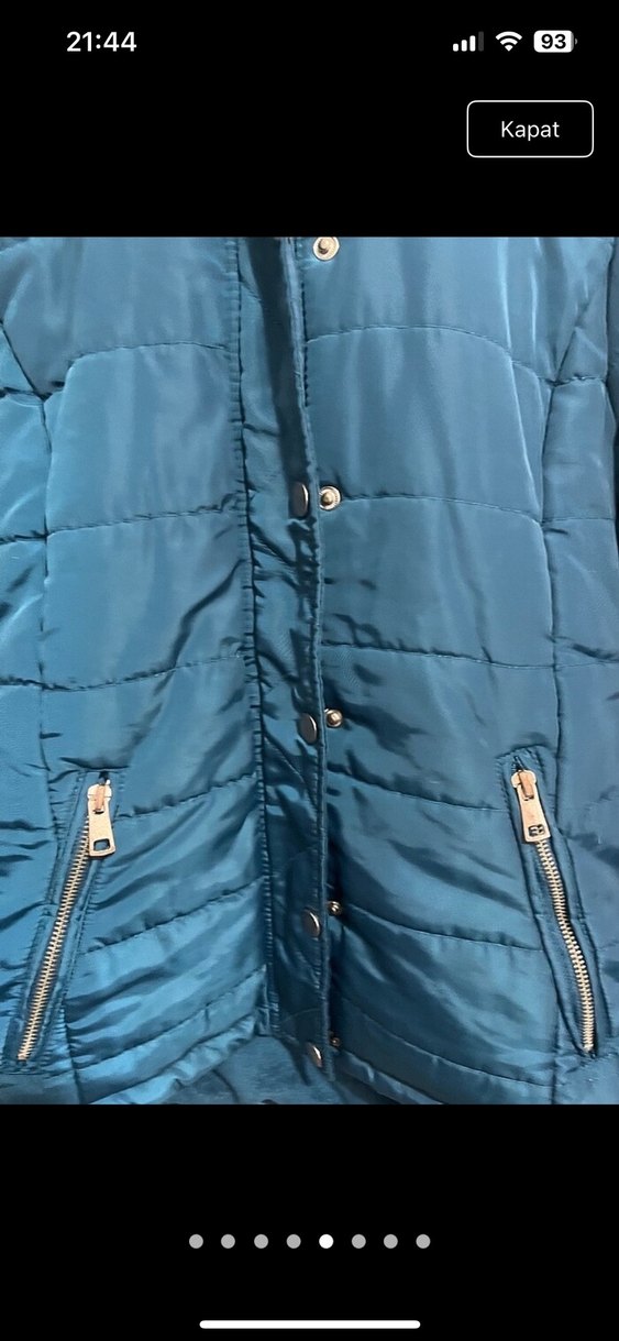 Kadın Mavi Kürklü Midi Kışlık Mont - Görsel 5