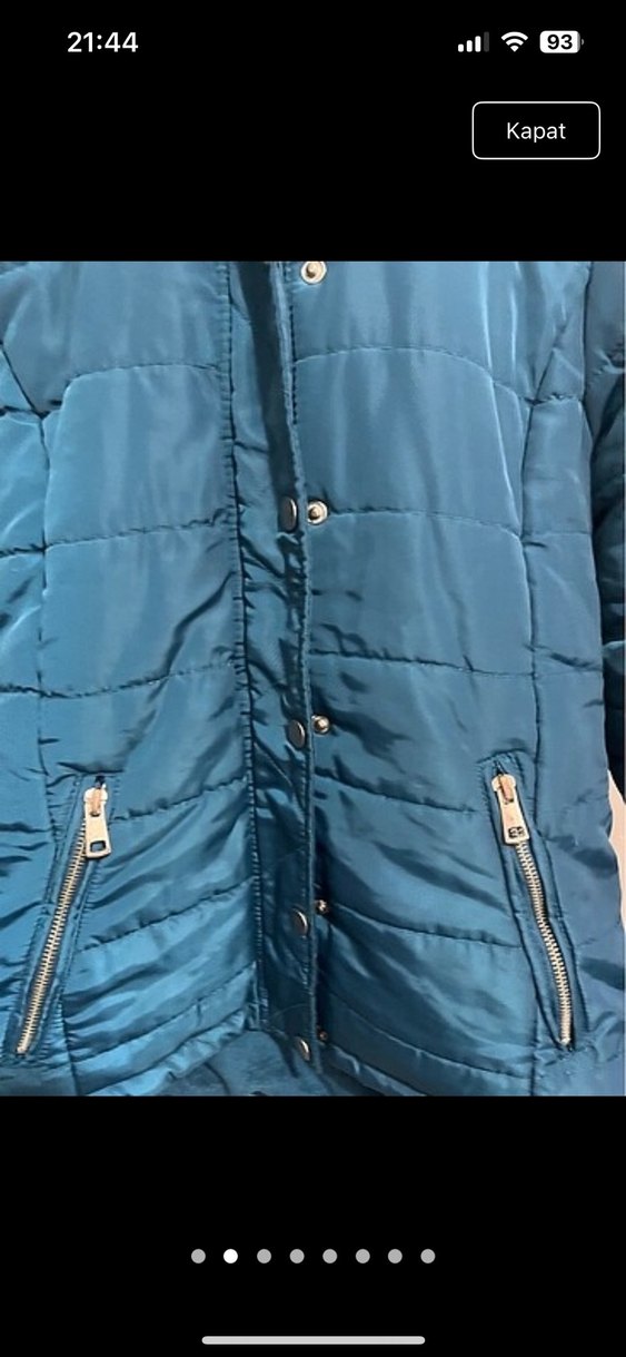 Kadın Mavi Kürklü Midi Kışlık Mont - Görsel 2