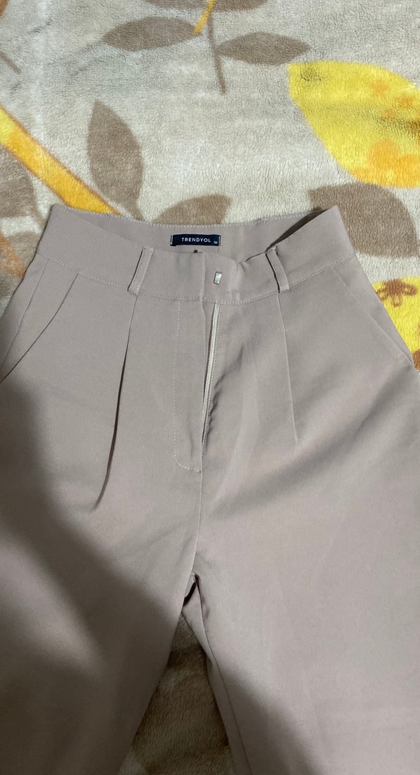 Bej Bol Kesim Midi Kumaş Pantolon - Görsel 2