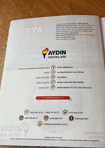Beden AYT Kimya 40 Deneme Sınavı - Aydın Yayınları