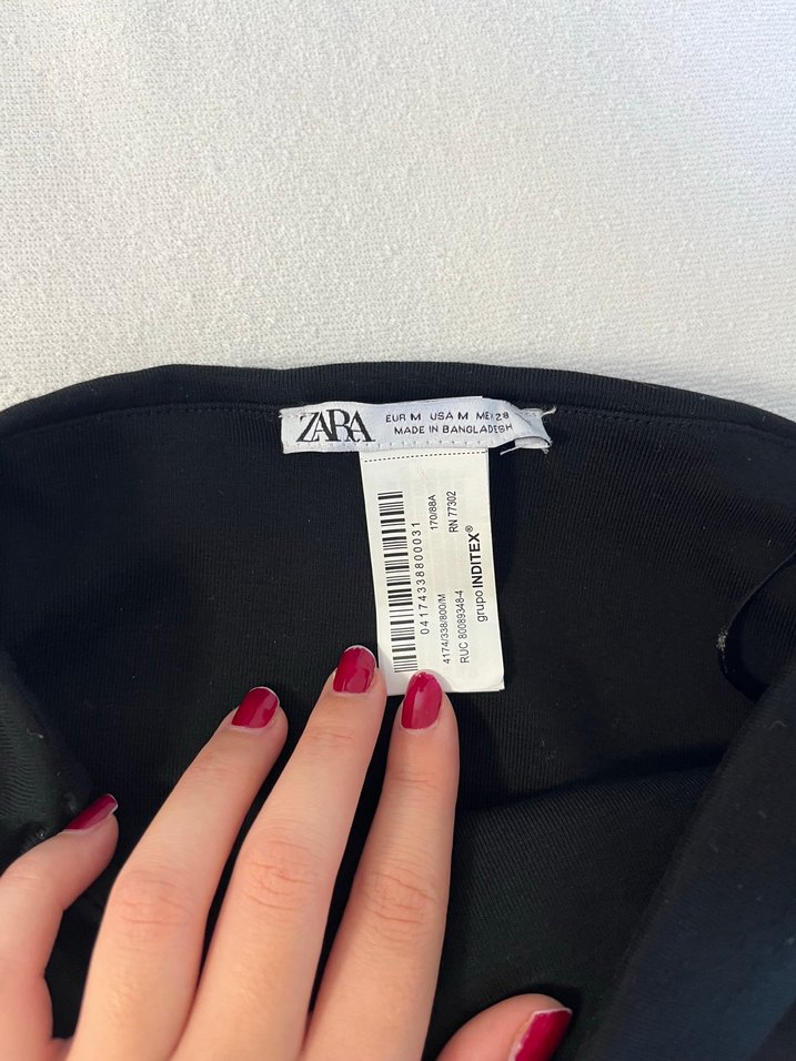 Zara Siyah Drapeli Straplez Mini Elbise - Görsel 3