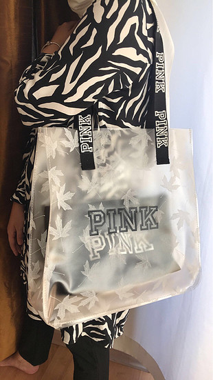 Pink şeffaf çanta