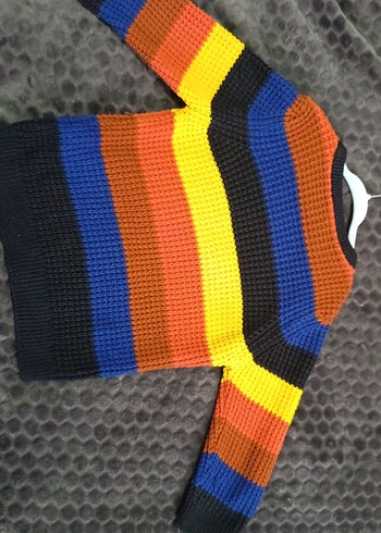 Renkli Çizgili Örgü Kadın Kazak - Görsel 3