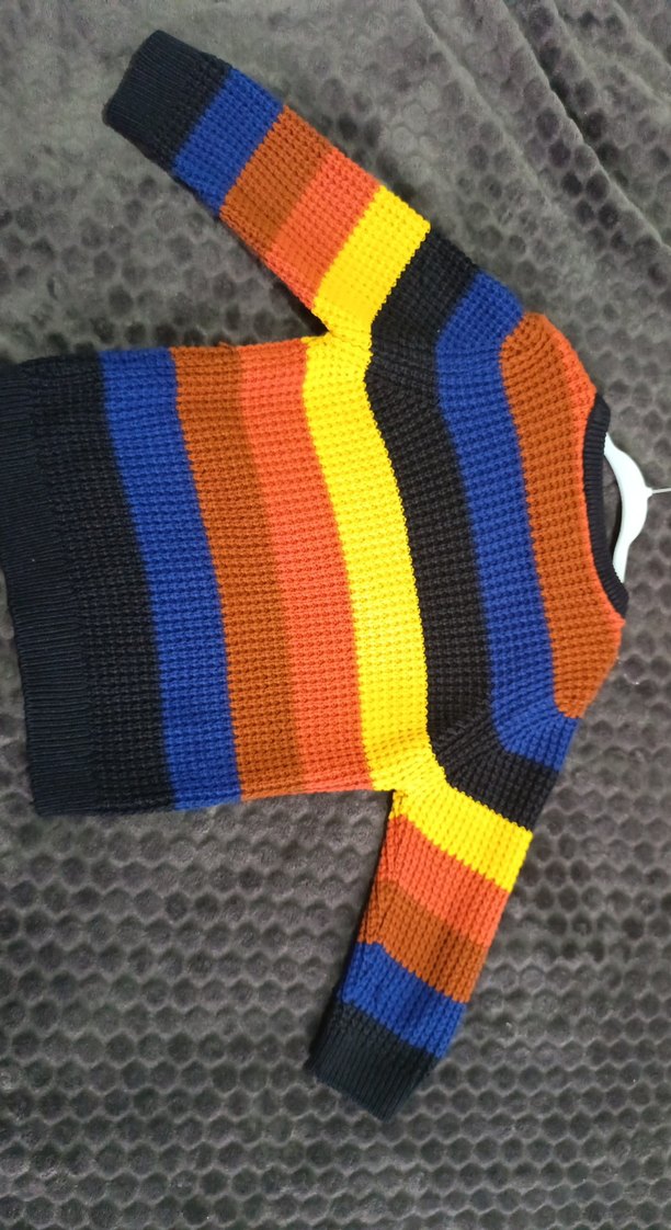 Renkli Çizgili Örgü Kadın Kazak - Görsel 3