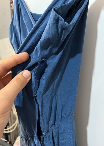Mavi Askılı Salaş Midi Elbise