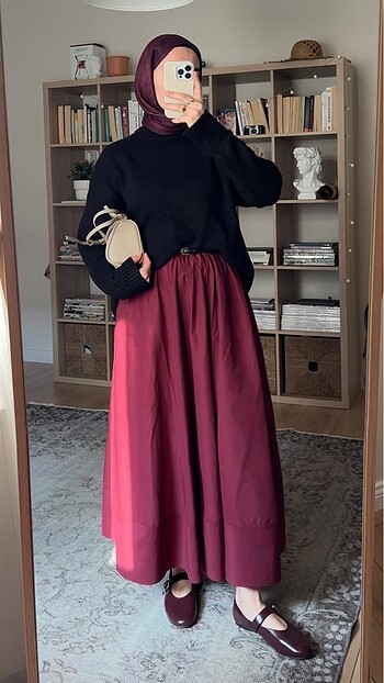 m Beden bordo Renk Bordo poplin etek