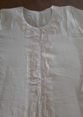 Uzun Beyaz Kadın Bohem Salaş Elbise - Görsel 6