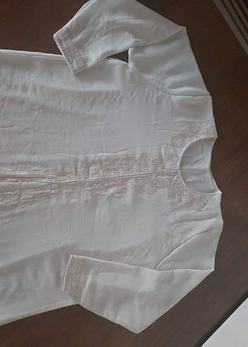 Uzun Beyaz Kadın Bohem Salaş Elbise - Görsel 7